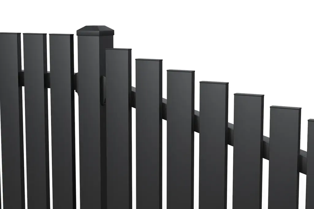Luna Vertical Slat fence panel rake detail